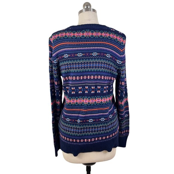 Chaps Y2K Sweater Womens Medium Blue Fair Isle Nordic Ski Grunge Cottage Preppy - Picture 4 of 9